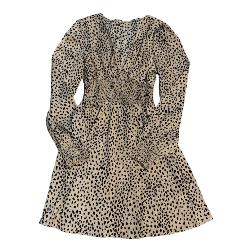 NWT SHEIN LUNE Size 4 Small Dalmatian Bishop Sleeve Tiered Layer Dress